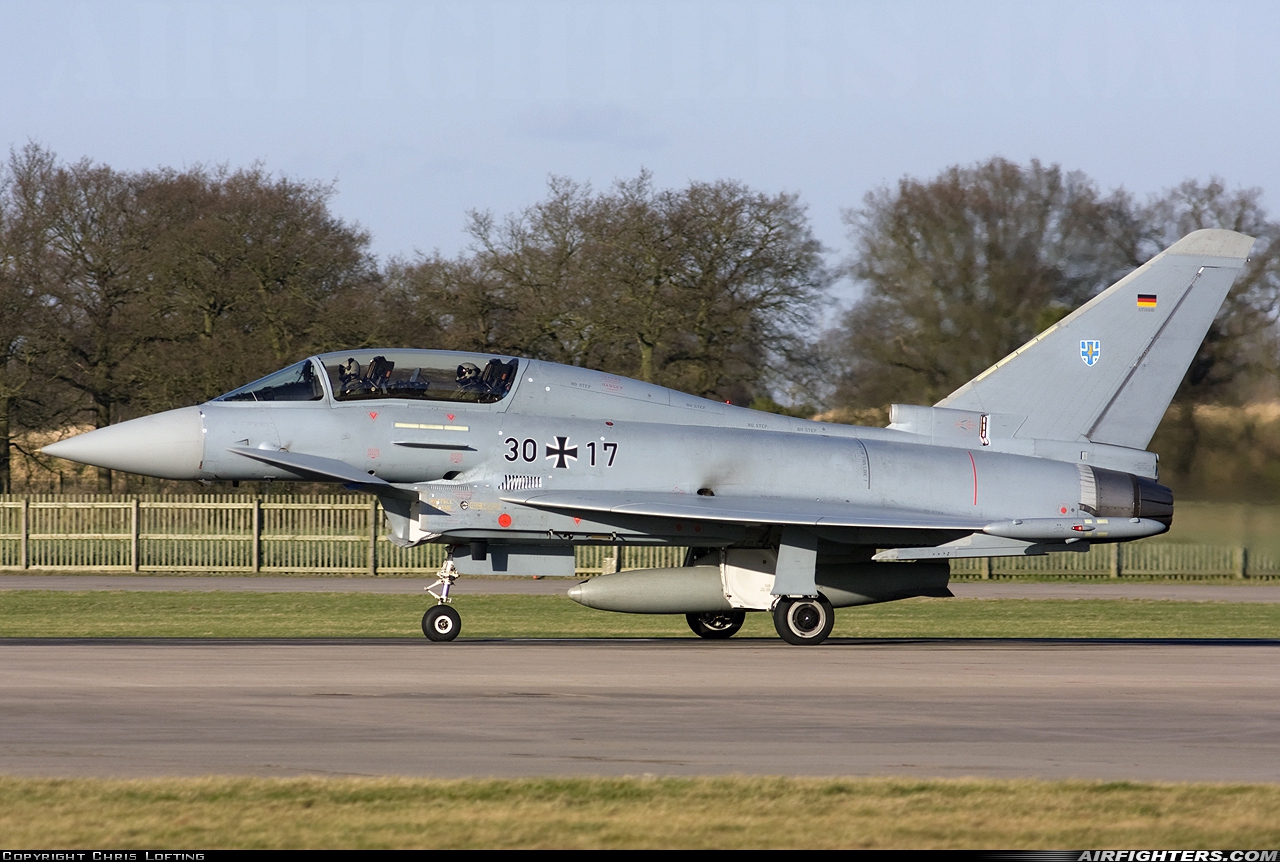 Germany - Air Force Eurofighter EF-2000 Typhoon T 30+17 at Coningsby (EGXC), UK