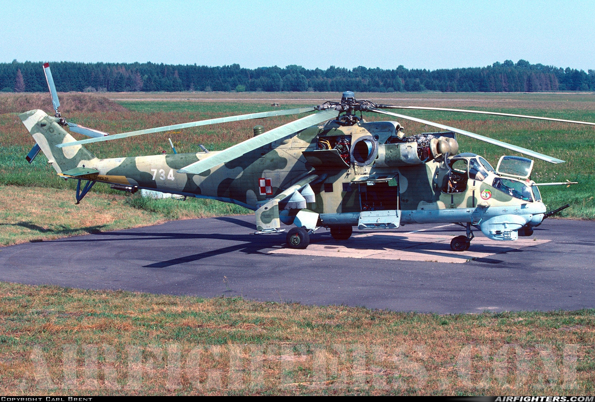 Poland - Army Mil Mi-35 (Mi-24V) 734 at Pruszcz Gdanski (EPPR), Poland