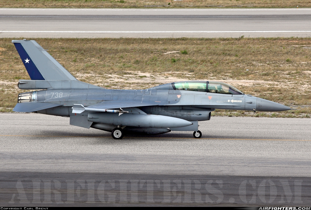 Chile - Air Force General Dynamics F-16BM Fighting Falcon 738 at Natal - Augusto Severo (NAT / SBNT), Brazil