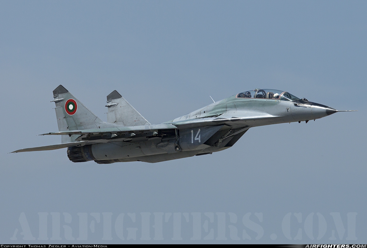 Bulgaria - Air Force Mikoyan-Gurevich MiG-29UB (9.51) 14 at Izmir - Cigli (IGL / LTBL), Türkiye