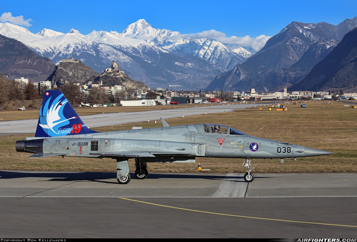 Switzerland - Air Force Northrop F-5E Tiger II J-3038 at Sion (- Sitten) (SIR / LSGS / LSMS), Switzerland