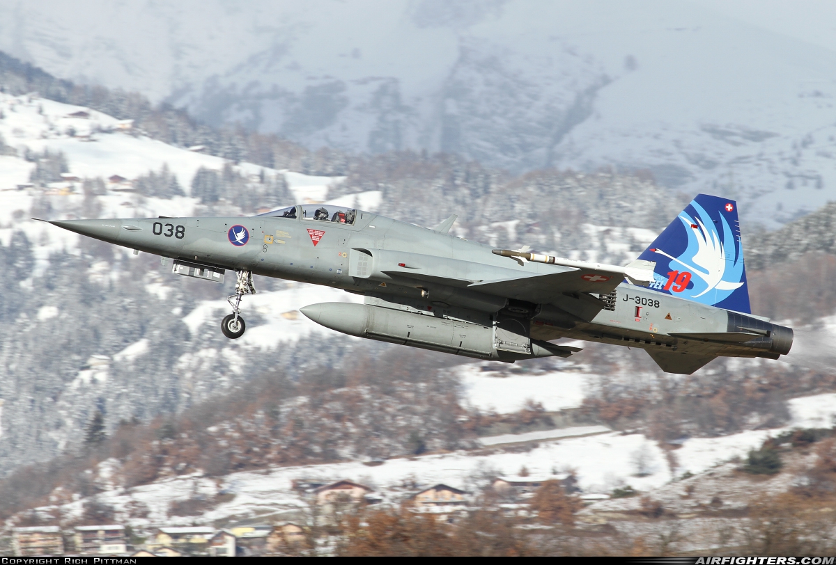 Switzerland - Air Force Northrop F-5E Tiger II J-3038 at Sion (- Sitten) (SIR / LSGS / LSMS), Switzerland