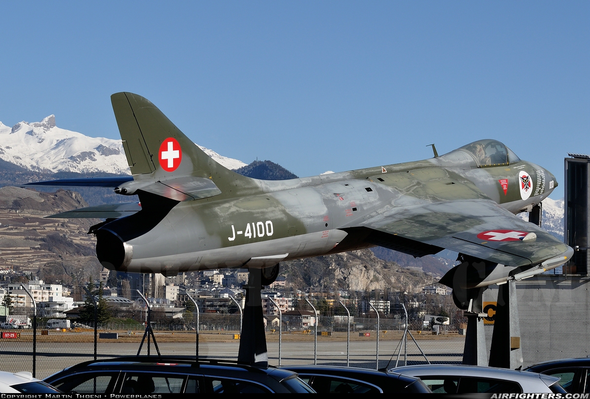 Switzerland - Air Force Hawker Hunter F58 J-4100 at Sion (- Sitten) (SIR / LSGS / LSMS), Switzerland