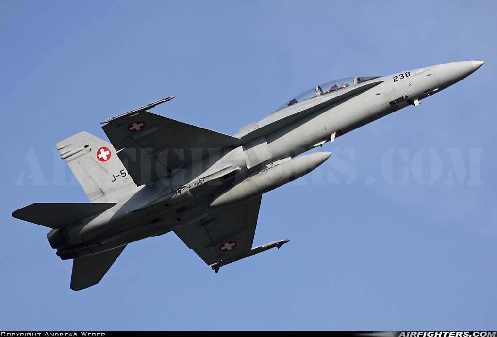 Switzerland - Air Force McDonnell Douglas F/A-18D Hornet J-5238 at Emmen (EML / LSME), Switzerland