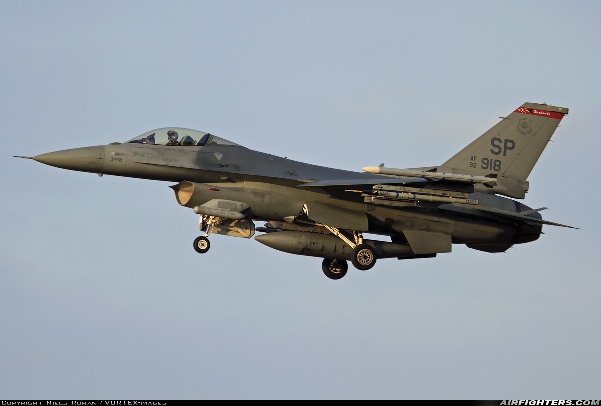 USA - Air Force General Dynamics F-16C Fighting Falcon 92-3918 at Norvenich (ETNN), Germany