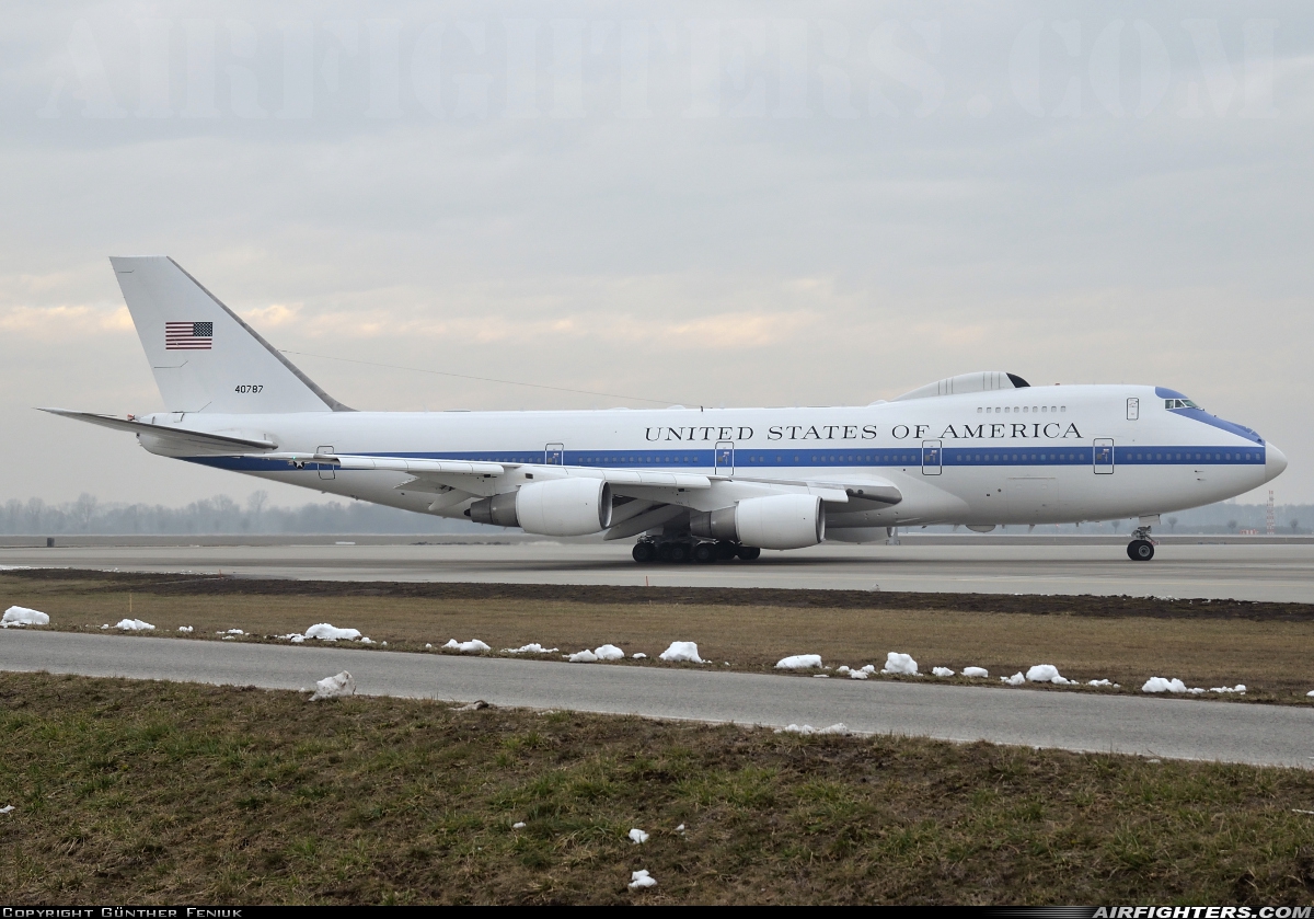 USA - Air Force Boeing E-4B (747-200B) 74-0787 at Munich (- Franz Josef Strauss) (MUC / EDDM), Germany