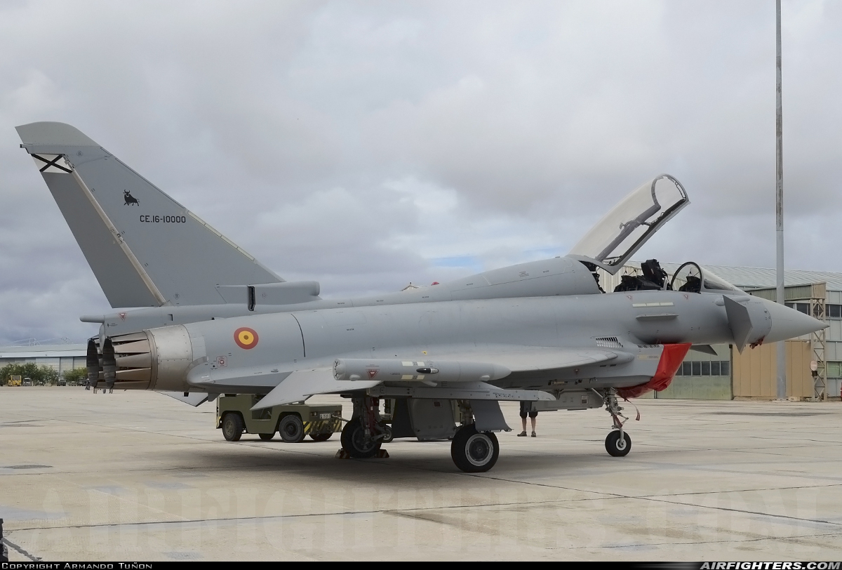 Spain - Air Force Eurofighter CE-16 Typhoon (EF-2000T) CE.16-10000 at Albacete (- Los Llanos) (LEAB), Spain