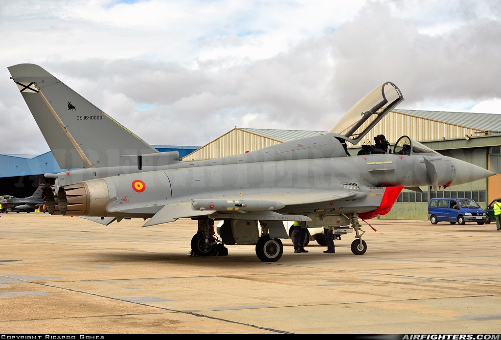 Spain - Air Force Eurofighter CE-16 Typhoon (EF-2000T) CE.16-10000 at Albacete (- Los Llanos) (LEAB), Spain