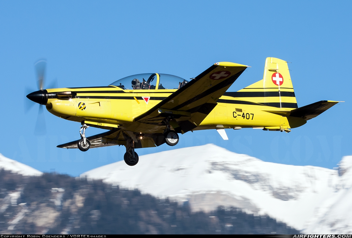 Switzerland - Air Force Pilatus PC-9A C-407 at Sion (- Sitten) (SIR / LSGS / LSMS), Switzerland