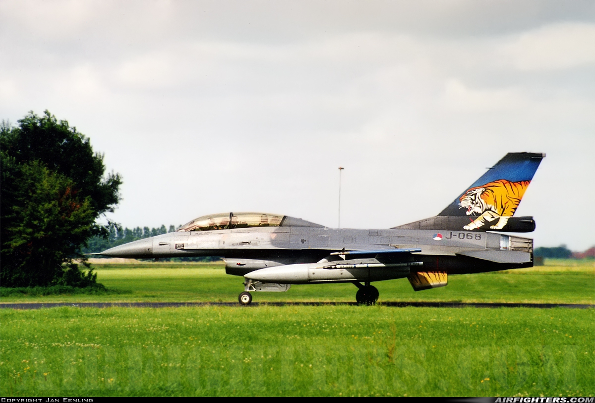 Netherlands - Air Force General Dynamics F-16B Fighting Falcon J-068 at Leeuwarden (LWR / EHLW), Netherlands