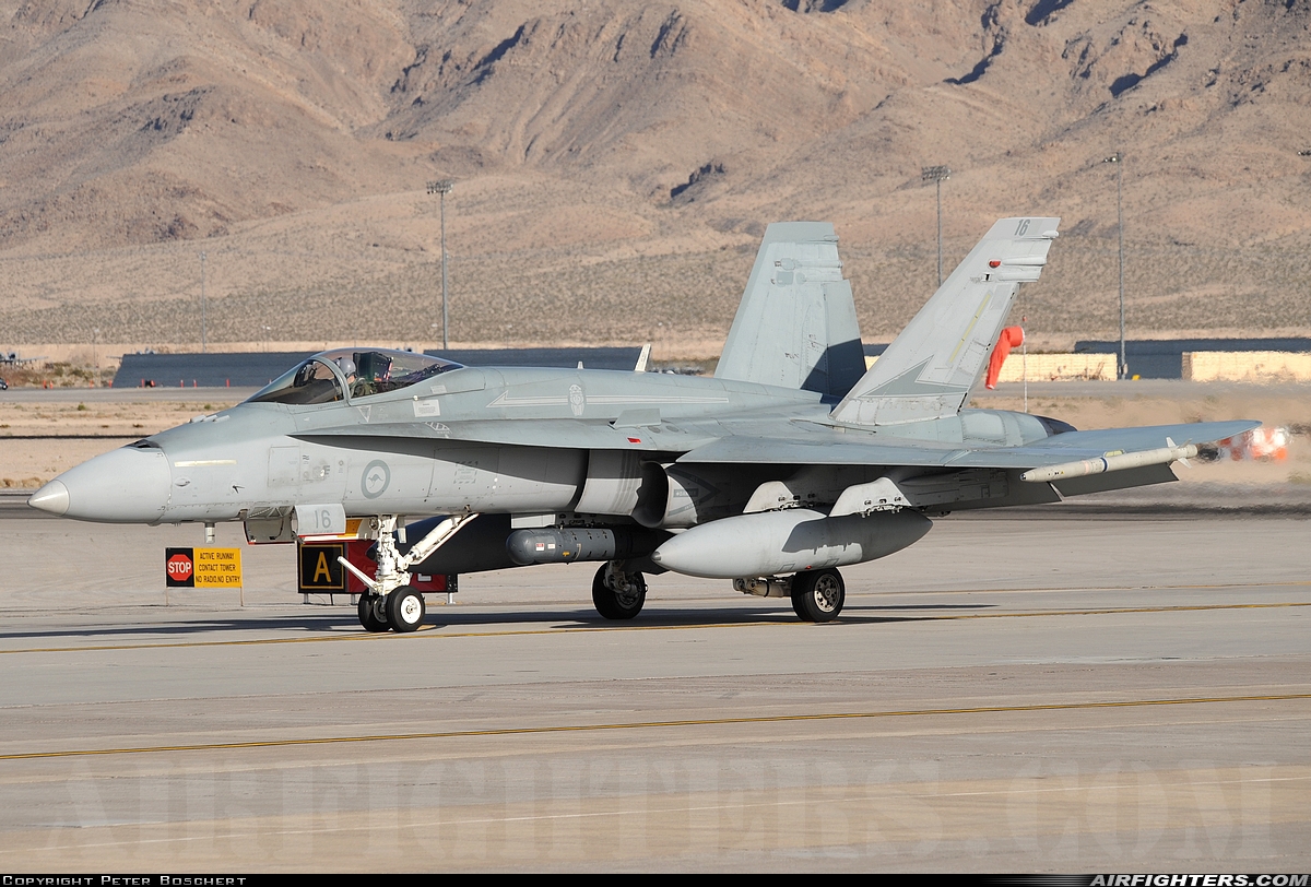 Australia - Air Force McDonnell Douglas F/A-18A Hornet A21-16 at Las Vegas - Nellis AFB (LSV / KLSV), USA