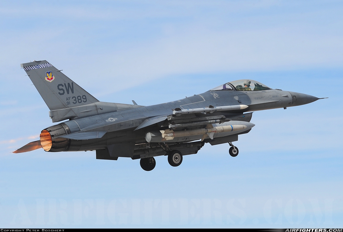 USA - Air Force General Dynamics F-16C Fighting Falcon 91-0389 at Las Vegas - Nellis AFB (LSV / KLSV), USA