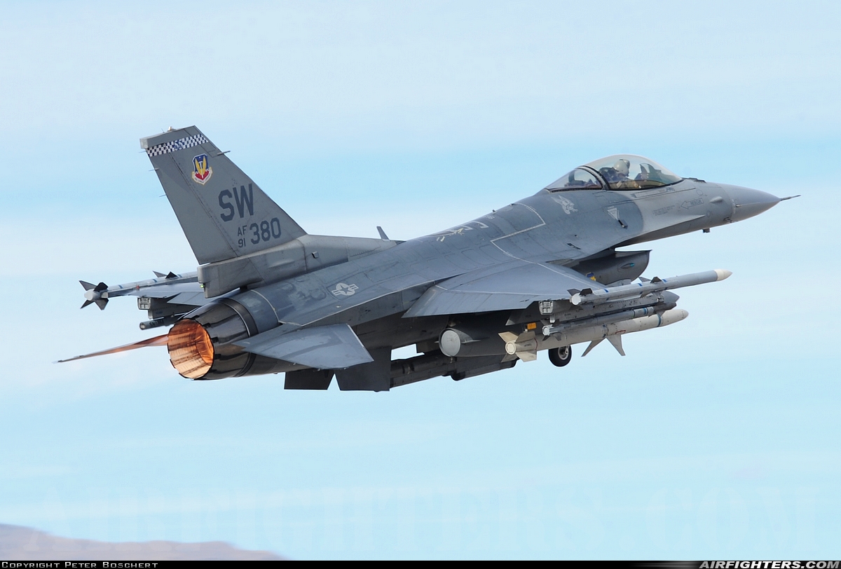 USA - Air Force General Dynamics F-16C Fighting Falcon 91-0380 at Las Vegas - Nellis AFB (LSV / KLSV), USA