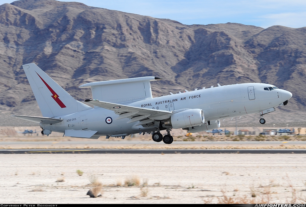 Australia - Air Force Boeing E-7A Wedgetail (737-7ES) A30-005 at Las Vegas - Nellis AFB (LSV / KLSV), USA