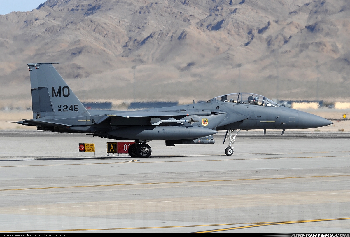 USA - Air Force McDonnell Douglas F-15E Strike Eagle 90-0245 at Las Vegas - Nellis AFB (LSV / KLSV), USA