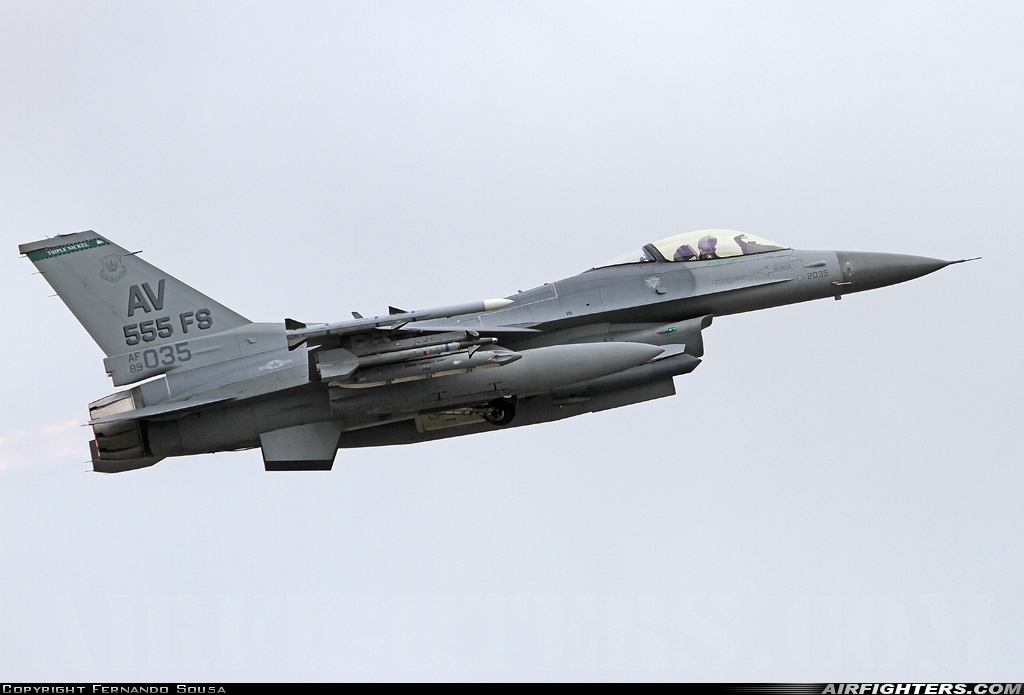 USA - Air Force General Dynamics F-16C Fighting Falcon 89-2035 at Monte Real (BA5) (LPMR), Portugal