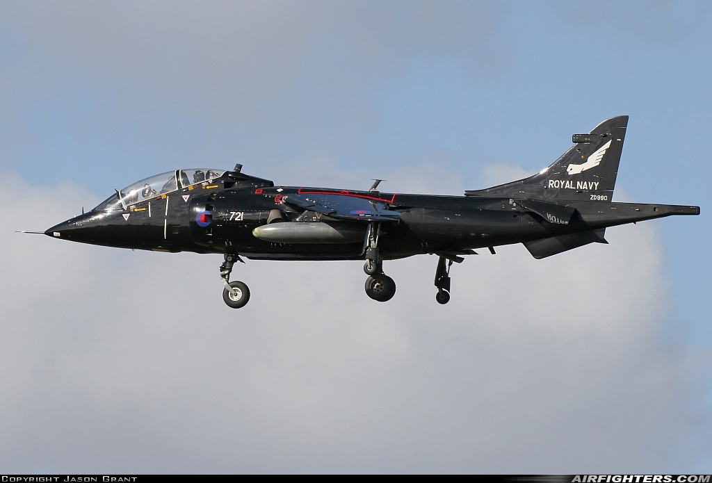 UK - Navy British Aerospace Harrier T.8 ZD990 at Boscombe Down (EGDM), UK