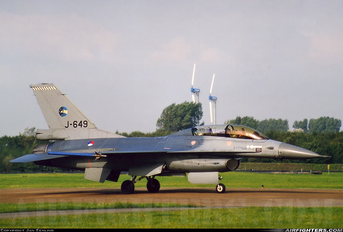 Netherlands - Air Force General Dynamics F-16B Fighting Falcon J-649 at Leeuwarden (LWR / EHLW), Netherlands