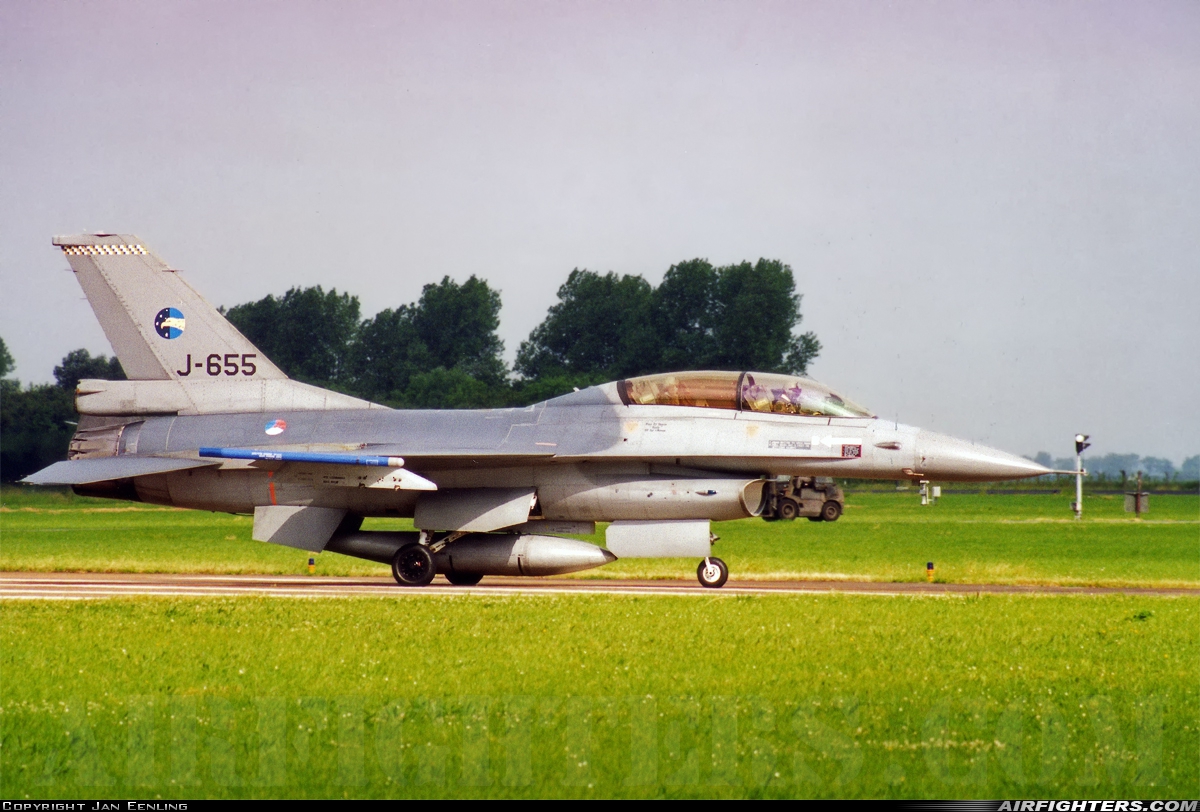 Netherlands - Air Force General Dynamics F-16B Fighting Falcon J-655 at Leeuwarden (LWR / EHLW), Netherlands