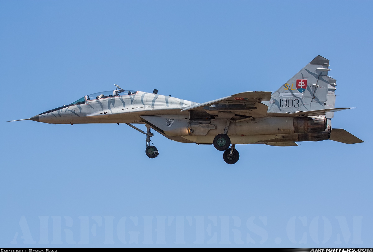 Slovakia - Air Force Mikoyan-Gurevich MiG-29UB (9.51) 1303 at Kecskemet (LHKE), Hungary