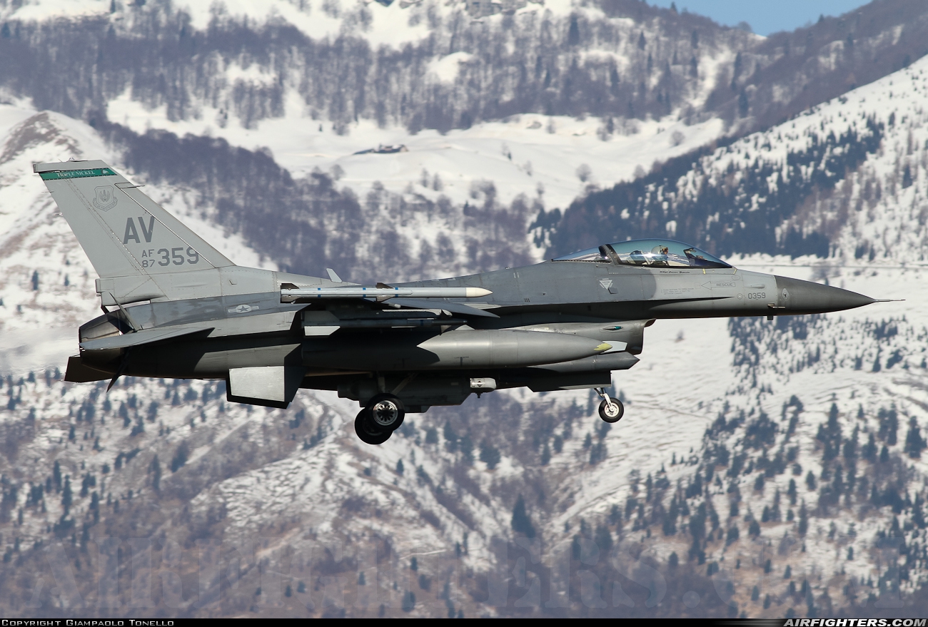 USA - Air Force General Dynamics F-16C Fighting Falcon 87-0359 at Aviano (- Pagliano e Gori) (AVB / LIPA), Italy