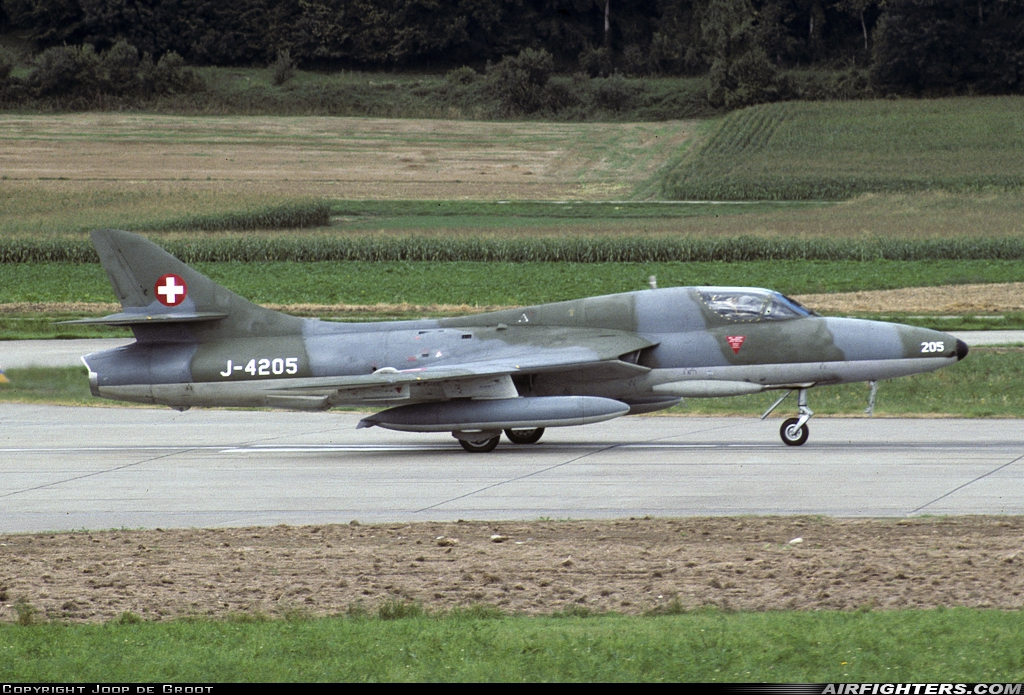 Switzerland - Air Force Hawker Hunter T68 J-4205 at Payerne (LSMP), Switzerland