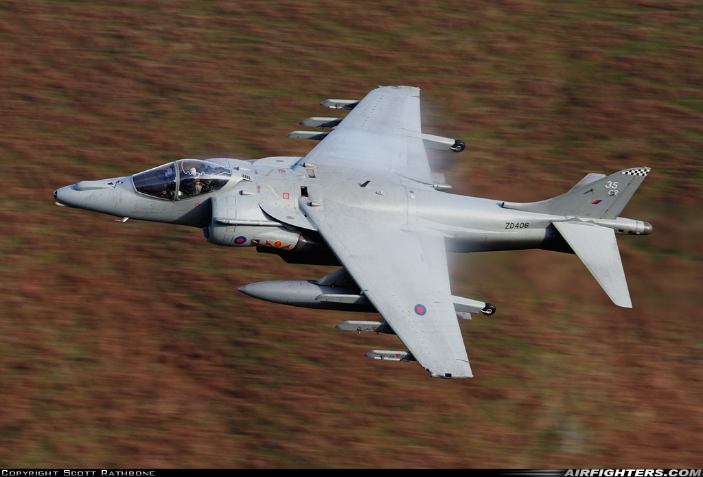 UK - Navy British Aerospace Harrier GR.9 ZD406 at Off-Airport - Machynlleth Loop Area, UK