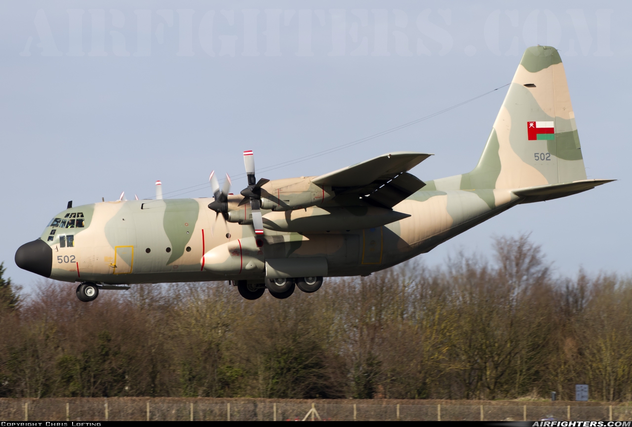 Oman - Air Force Lockheed C-130H Hercules (L-382) 502 at Cambridge - Teversham (CBG / EGSC), UK