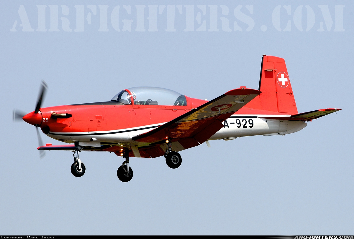 Switzerland - Air Force Pilatus NCPC-7 Turbo Trainer A-929 at Fairford (FFD / EGVA), UK