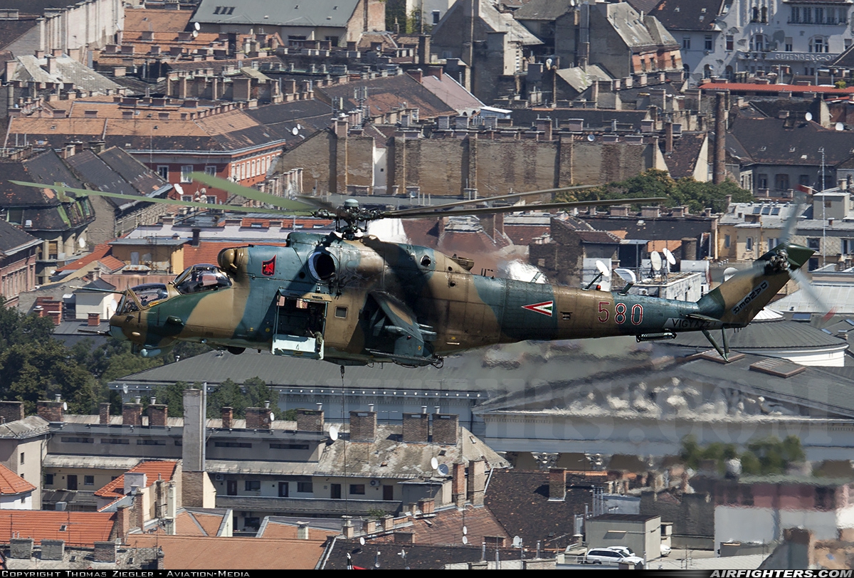 Hungary - Air Force Mil Mi-24D 580 at Off-Airport - Budapest, Hungary