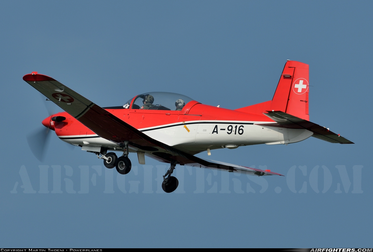 Switzerland - Air Force Pilatus NCPC-7 Turbo Trainer A-916 at Payerne (LSMP), Switzerland