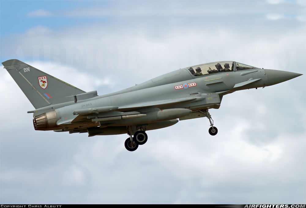 UK - Air Force Eurofighter Typhoon T3 ZK383 at Coningsby (EGXC), UK