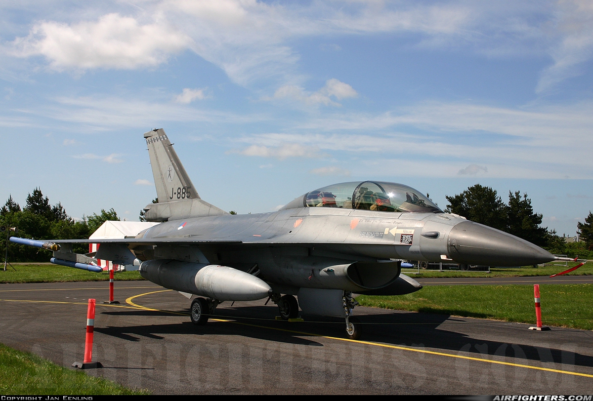 Netherlands - Air Force General Dynamics F-16BM Fighting Falcon J-885 at Karup (KRP / EKKA), Denmark