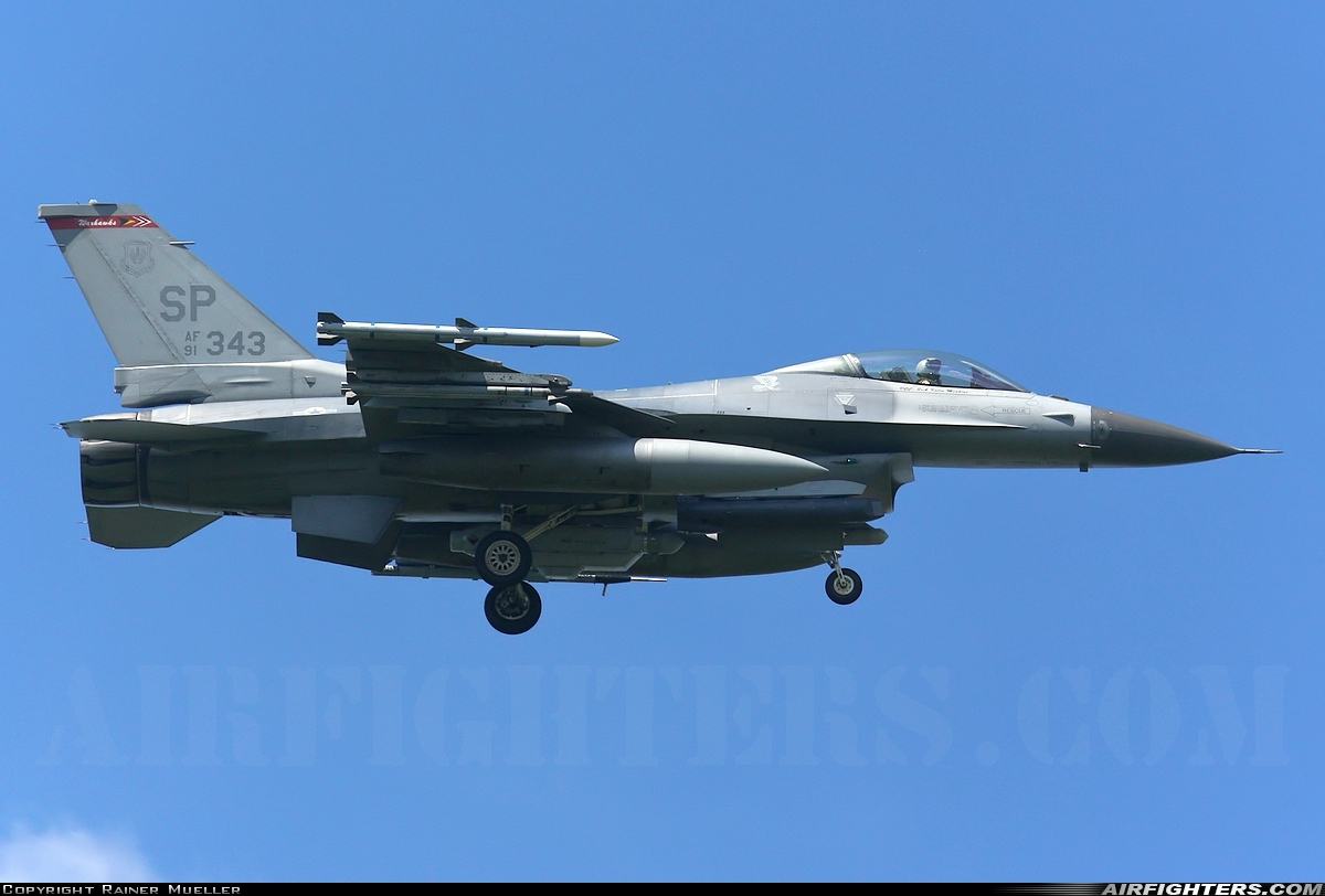 USA - Air Force General Dynamics F-16C Fighting Falcon 91-0343 at Spangdahlem (SPM / ETAD), Germany