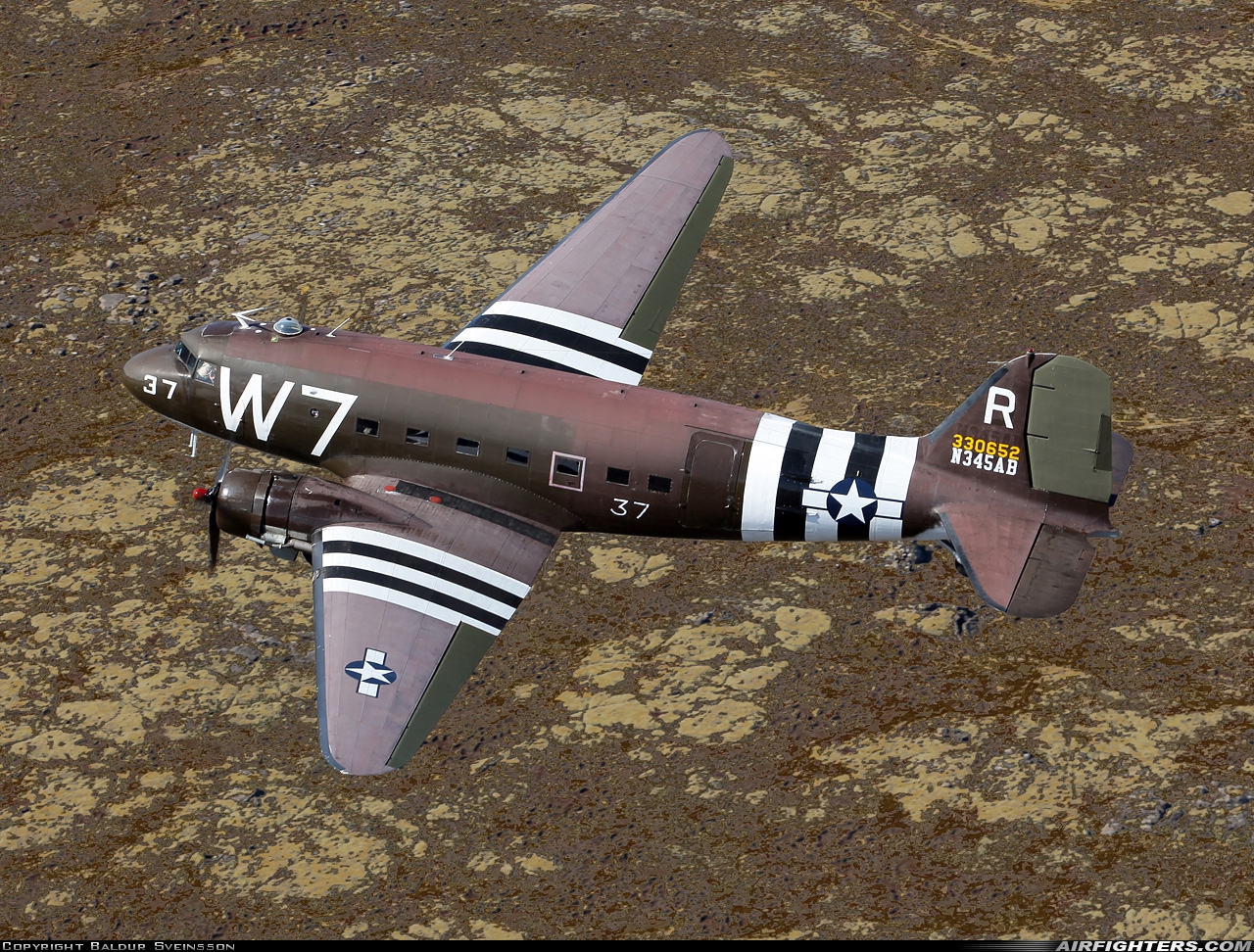 Private Douglas C-47A Skytrain N345AB at In Flight, Iceland