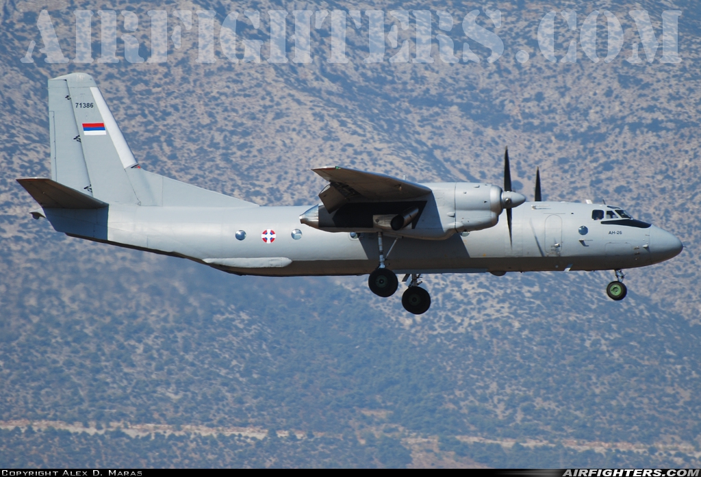 Serbia and Montenegro - Air Force Antonov An-26 71386 at Athens - Eleftherios Venizelos (Spata) (ATH / LGAV), Greece