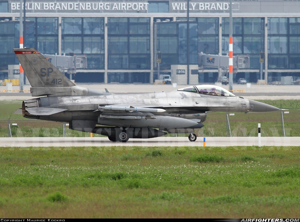 USA - Air Force General Dynamics F-16C Fighting Falcon 91-0412 at Berlin - Schonefeld (SXF / EDDB), Germany