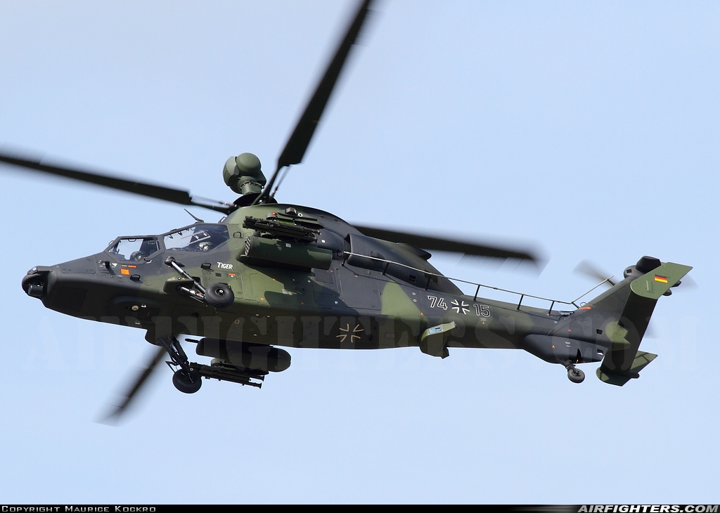 Germany - Army Eurocopter EC-665 Tiger UHT 74+15 at Berlin - Schonefeld (SXF / EDDB), Germany