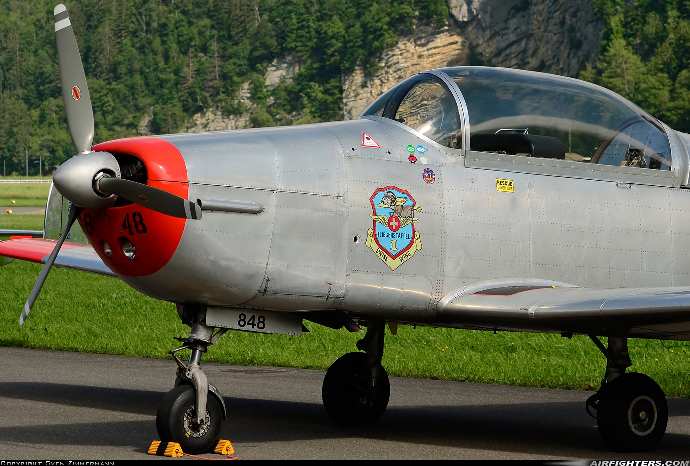Private Pilatus P-3-05 N848AD at Meiringen (LSMM), Switzerland