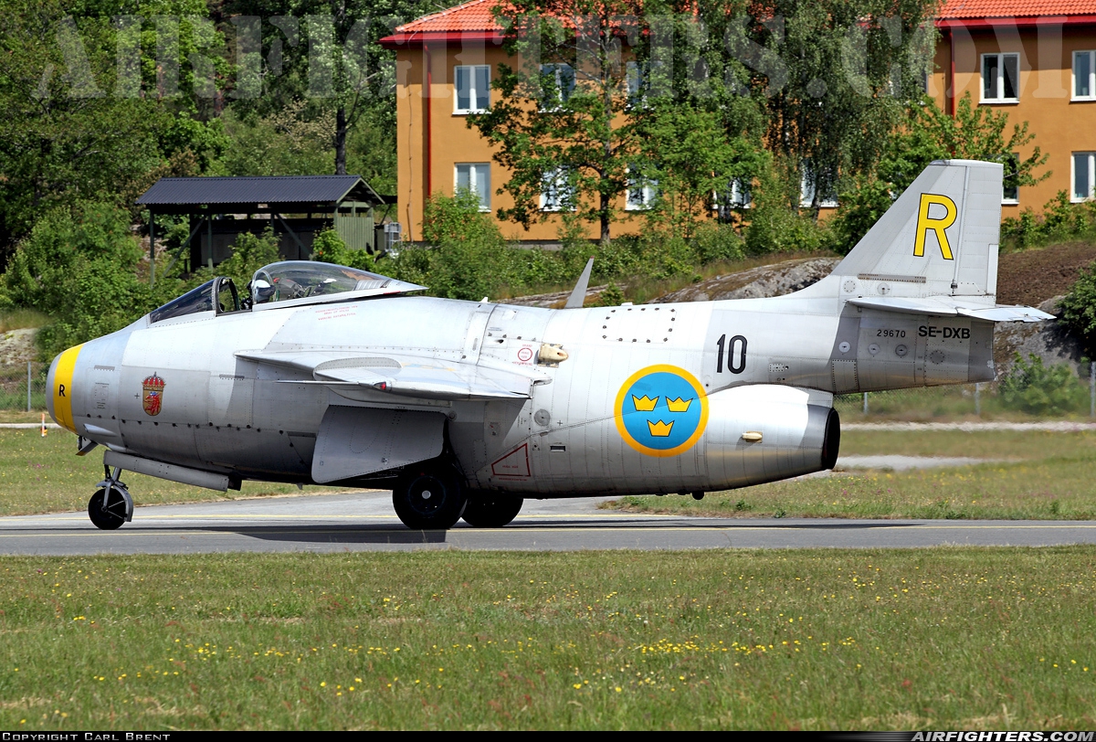 Private Saab J29F Tunnan SE-DXB at Ronneby (RNB / ESDF), Sweden