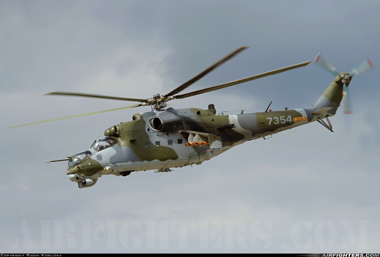 Czech Republic - Air Force Mil Mi-35 (Mi-24V) 7354 at Pardubice (PED / LKPD), Czech Republic