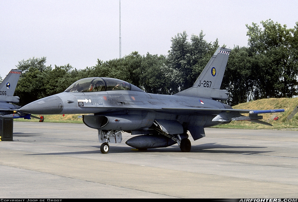 Netherlands - Air Force General Dynamics F-16B Fighting Falcon J-267 at Leeuwarden (LWR / EHLW), Netherlands