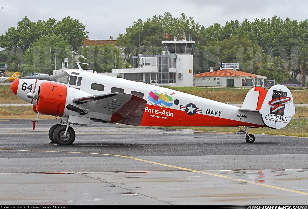 Private Beech UC-45J Expeditor (18) N9440 at Cascais (- Tires) (LPCS), Portugal