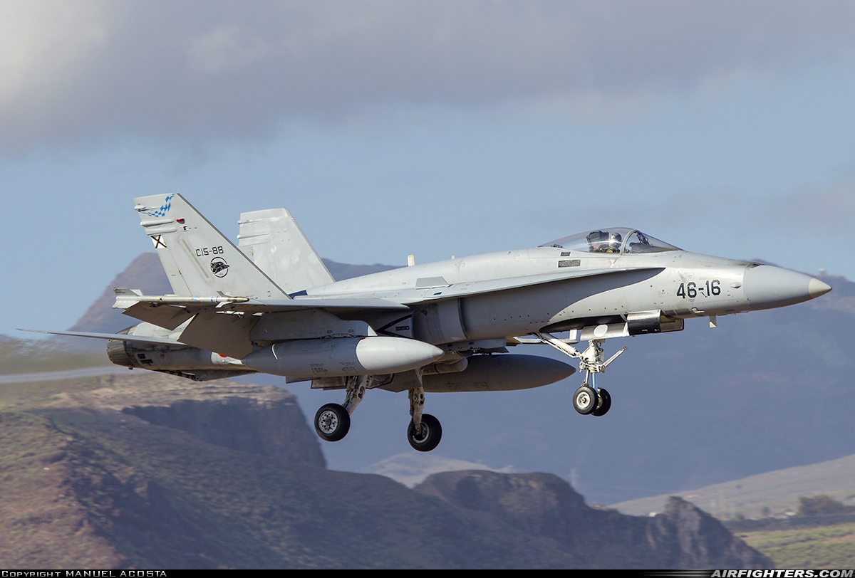 Spain - Air Force McDonnell Douglas F/A-18A+ Hornet C.15-88 at Gran Canaria (- Las Palmas / Gando) (LPA / GCLP), Spain