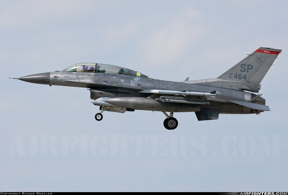USA - Air Force General Dynamics F-16D Fighting Falcon 91-0464 at Florennes (EBFS), Belgium