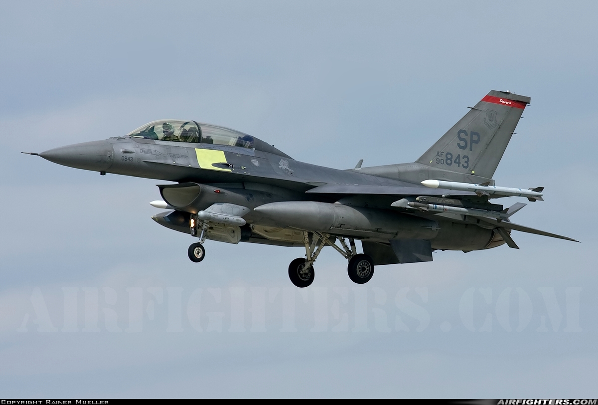 USA - Air Force General Dynamics F-16D Fighting Falcon 90-0843 at Florennes (EBFS), Belgium