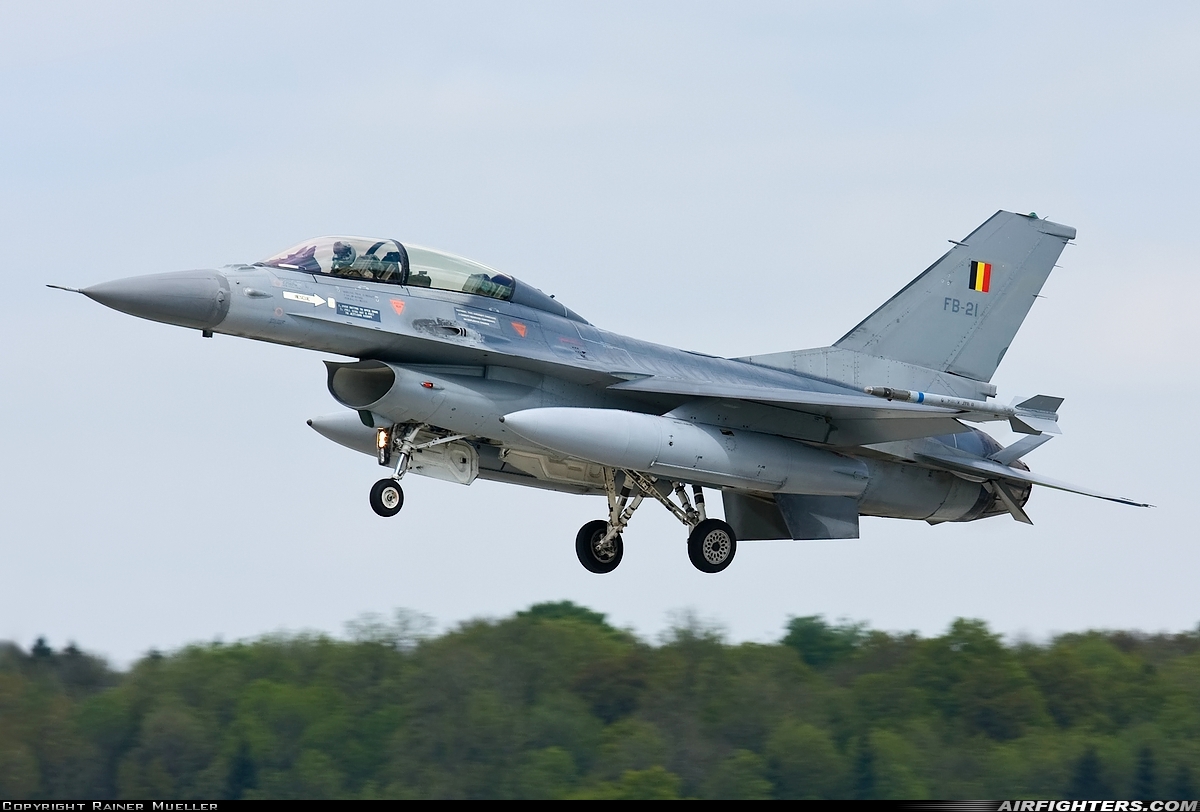 Belgium - Air Force General Dynamics F-16BM Fighting Falcon FB-21 at Florennes (EBFS), Belgium