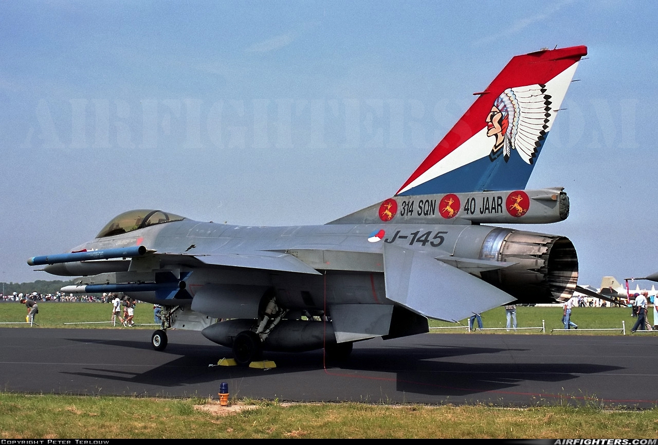 Netherlands - Air Force General Dynamics F-16A Fighting Falcon J-145 at Eindhoven (- Welschap) (EIN / EHEH), Netherlands
