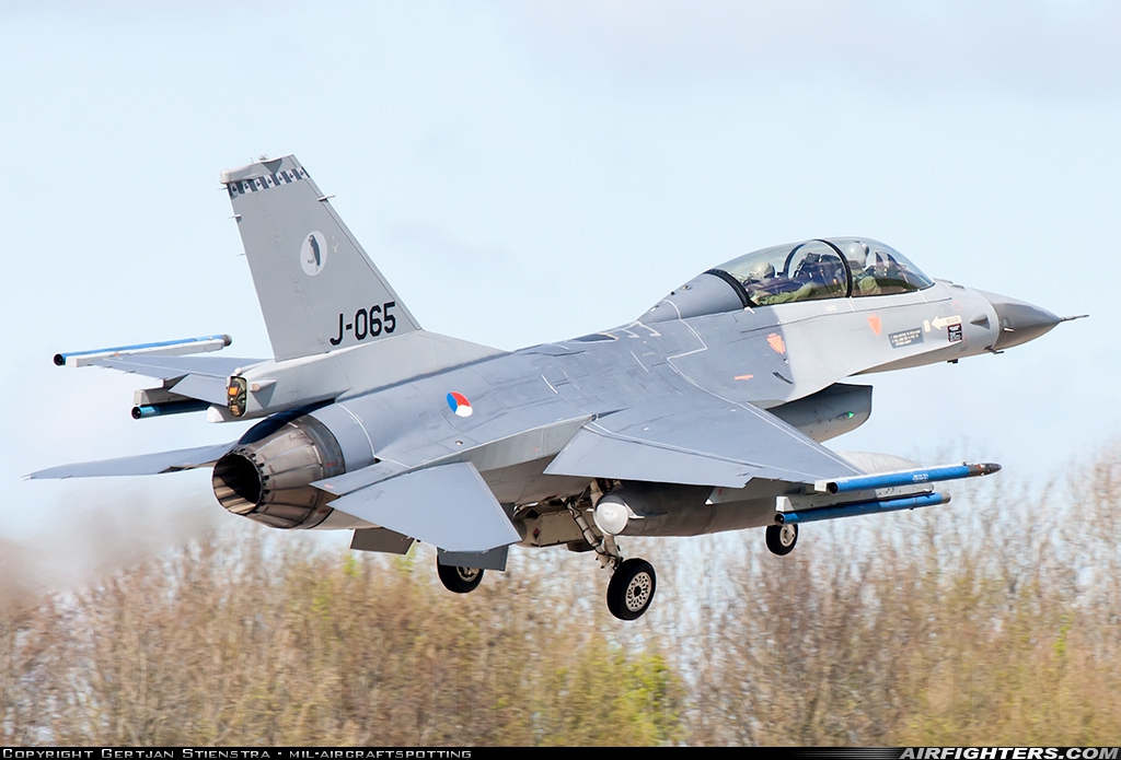 Netherlands - Air Force General Dynamics F-16BM Fighting Falcon J-065 at Leeuwarden (LWR / EHLW), Netherlands