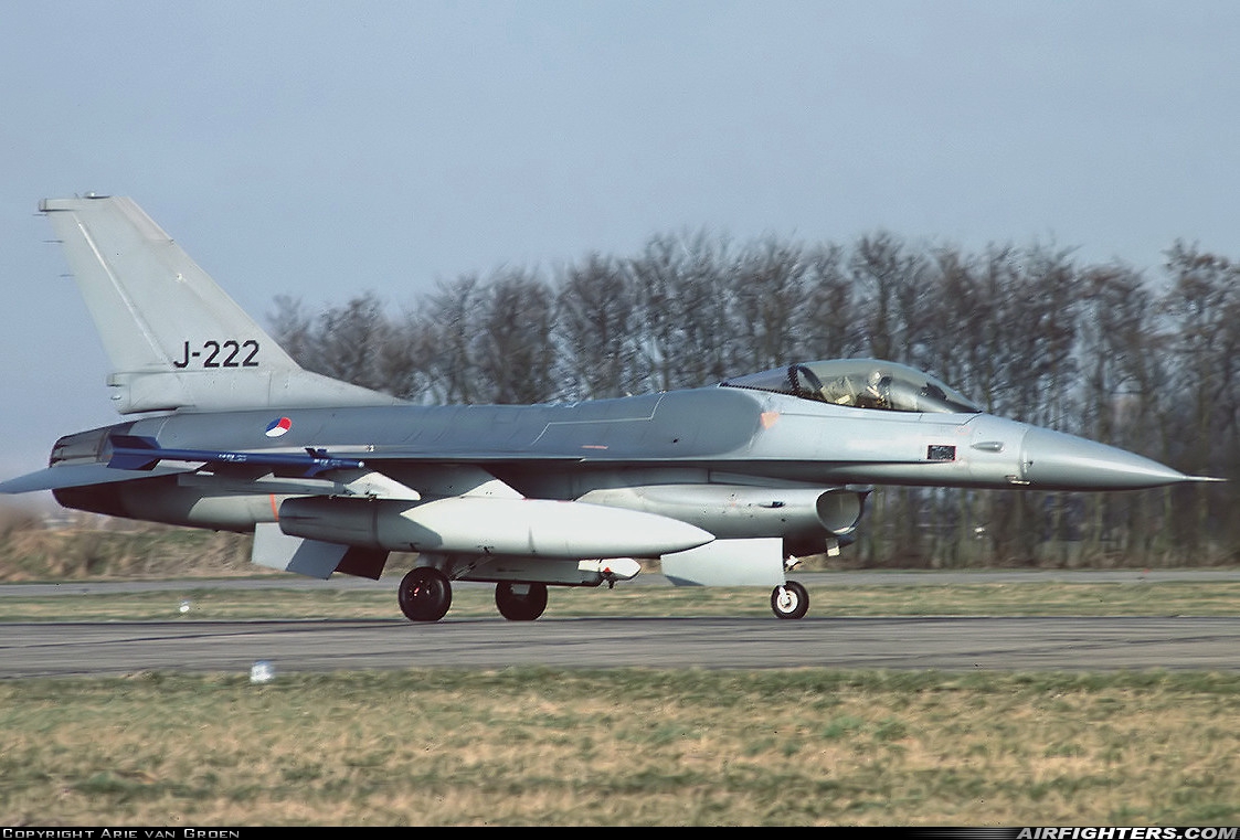 Netherlands - Air Force General Dynamics F-16A Fighting Falcon J-222 at Leeuwarden (LWR / EHLW), Netherlands